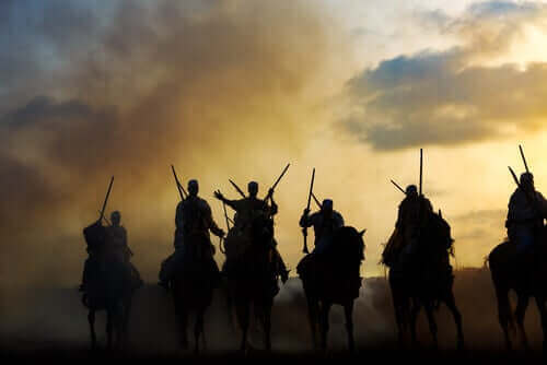 Krigshester på slagmarken